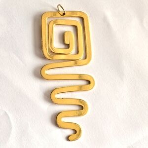 Big squiggle pendant gold tone abstract artsy